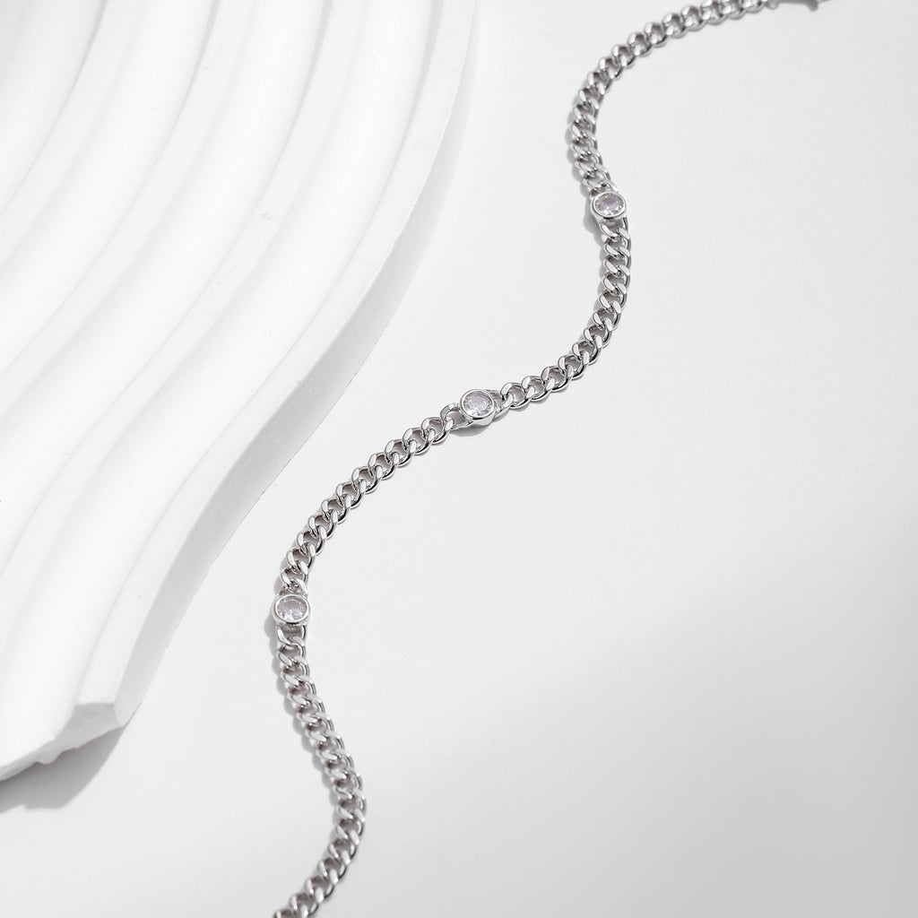 S925 Sterling Silver Japanese Style Shining Diamond Bracelet