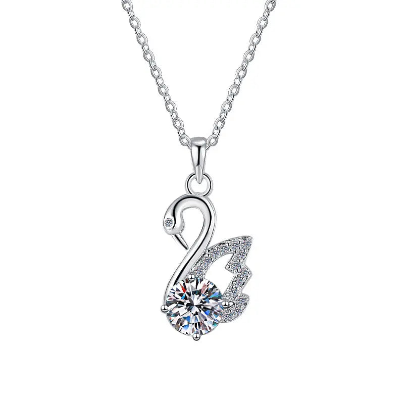 Pure Silver Women's Light Luxury Niche Swan Necklace NP Collection
