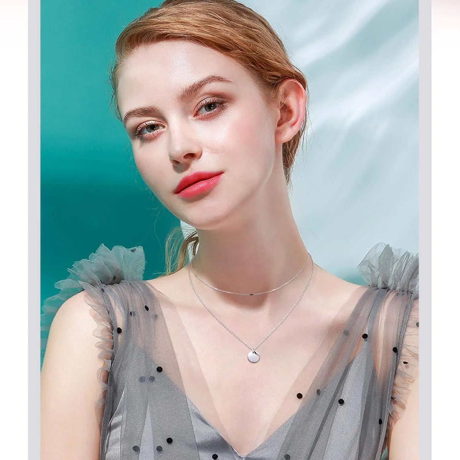 Layered Choker Necklace S925 Sterling Silver Full Moon