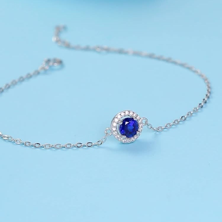 S925 Silver Inlaid Sapphire Bracelet