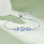 925 Sterling Silver Jewelry Nano Sky Blue Topaz Adjustable Tennis Bracelet