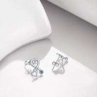 Sterling Silver Nurse Stethoscope with Blue Crystal Stud Earrings