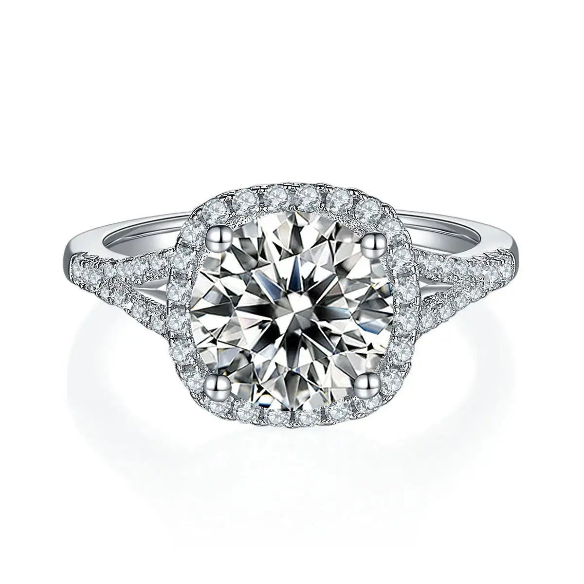 A 3-carat Luxury And Fashionable Light Luxury Jewelry Silver Ring With Top-quality Moissanite, S925 Silver Plated With Platinum NP Collection