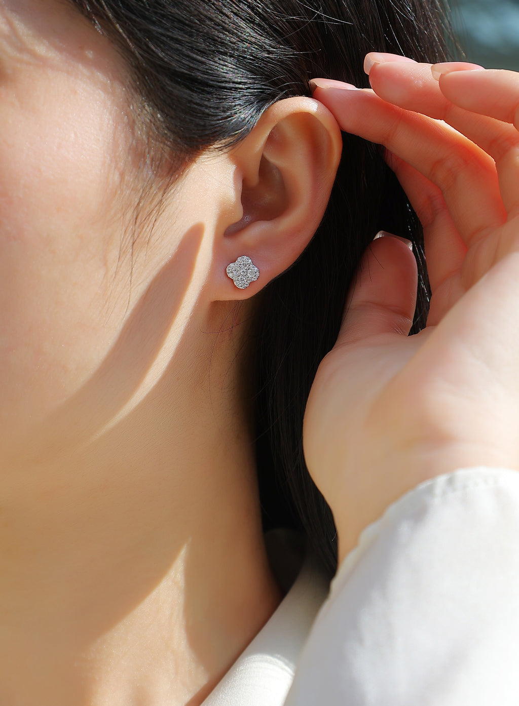 Ningxiang - Moissanite S925 Sterling Silver And Platinum-plated Stud Earrings