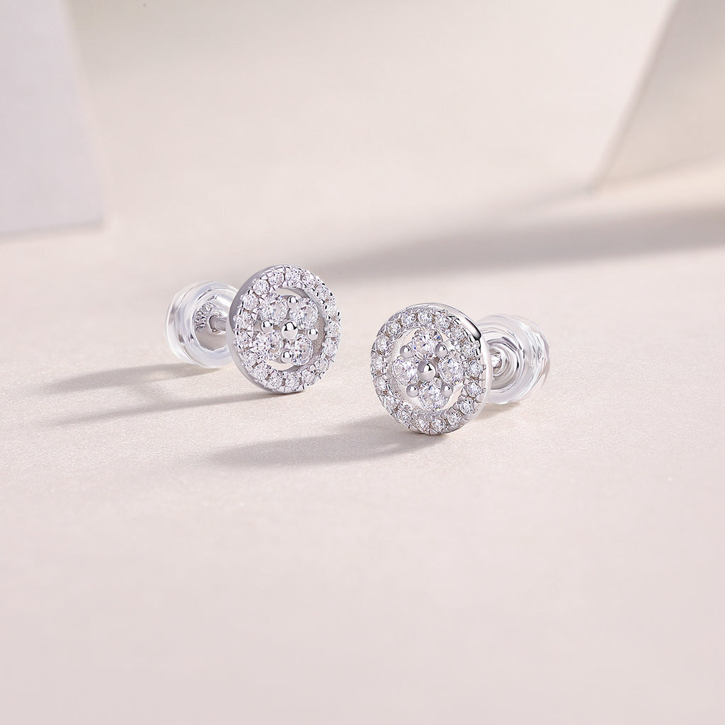 Silver Osmanthus - Moissanite S925 Sterling Silver And Platinum-plated Stud Earrings