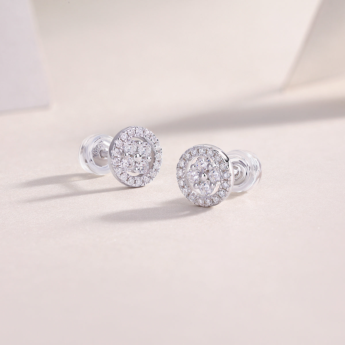 Silver Osmanthus - Moissanite S925 Sterling Silver And Platinum-plated Stud Earrings