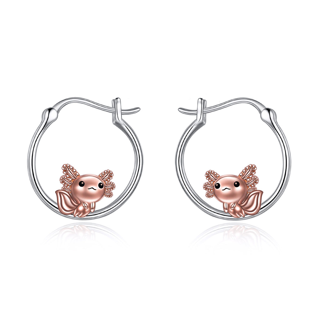 Axolotl Hoop Earrings 925 Sterling Silver Axolotl Jewelry