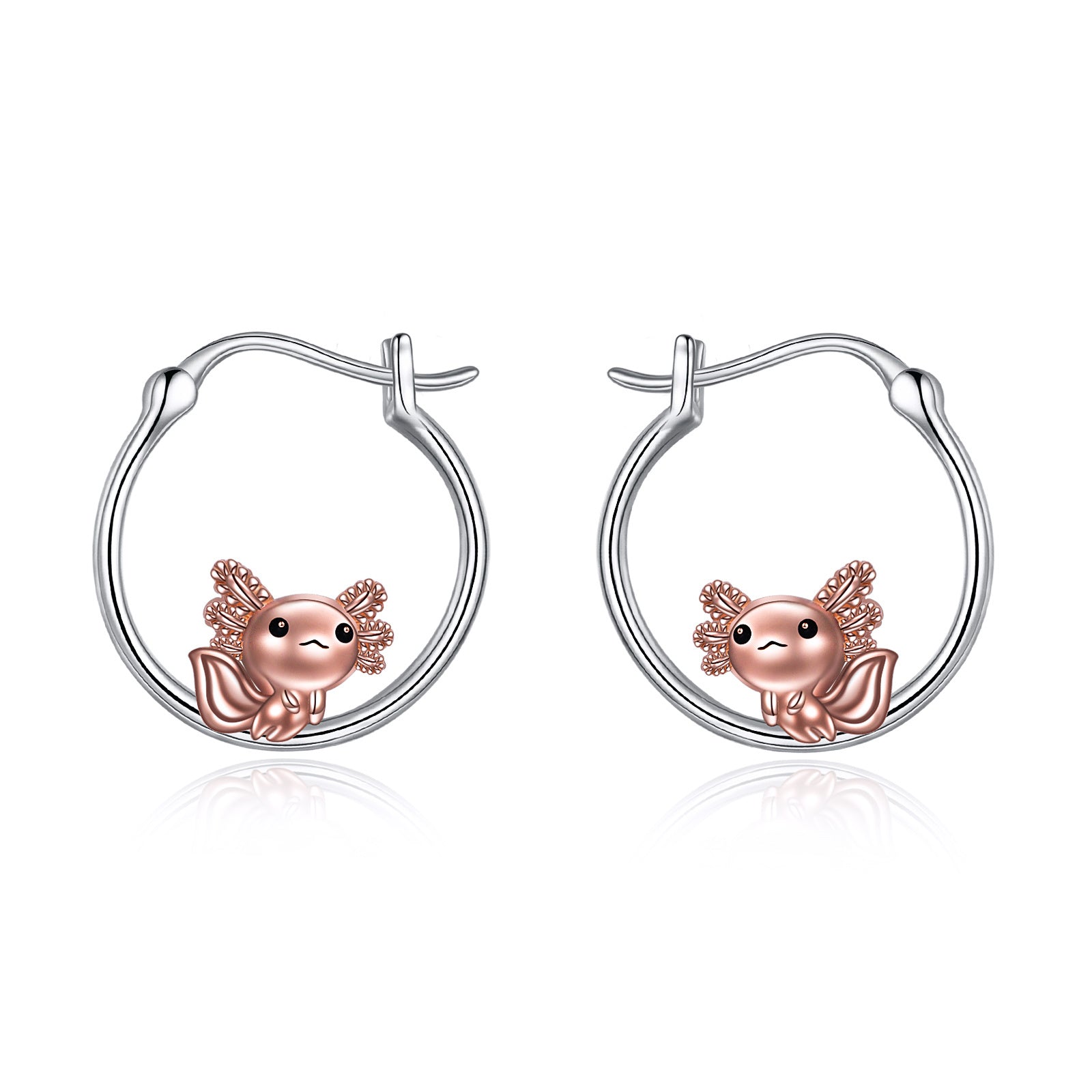 Axolotl Hoop Earrings 925 Sterling Silver Axolotl Jewelry