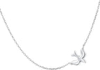 S925 Sterling Silver Jewelry Doves Birds Faith Hope Love Choker Necklace 14+4"