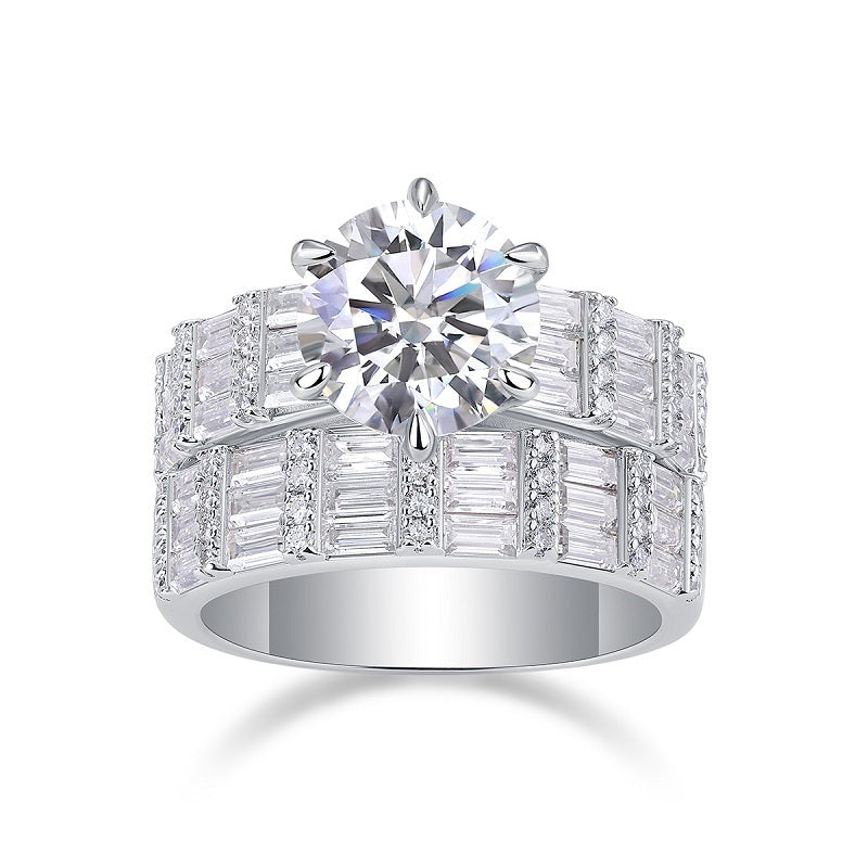 Vanilla - 3-carat Moissanite S925 Sterling Silver And Platinum-plated Diamond Ring