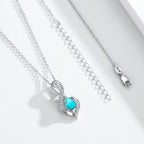 Turquoise Pendant Necklace 925 Sterling Silver 18K White Gold Plated 