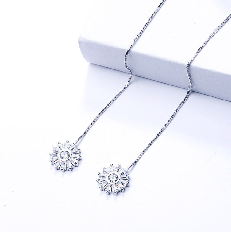 Diamond Christmas Snowflake Tassel Earrings