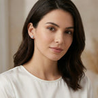 925 Sterling Silver Elegant Geometric Hexagon Stud Earrings with Round-Cut Center Stone and Pavé Halo