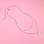 Layered Choker Necklace S925 Sterling Silver Full Moon
