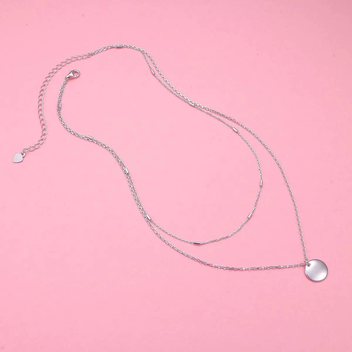 Layered Choker Necklace S925 Sterling Silver Full Moon