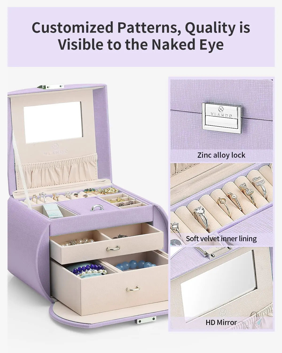 Princess Style Jewelry Box with Mirror 