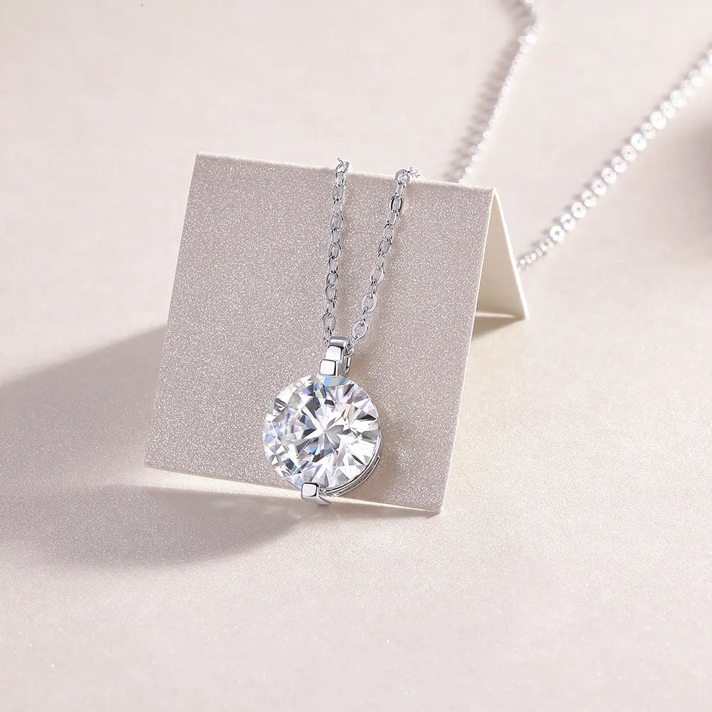1Time Lasts Diamond Jewelry Pendant Set with 2-Carat, 3-Carat and 5-Carat Moissan Diamonds, S925 Sterling Silver and Platinum Plating 