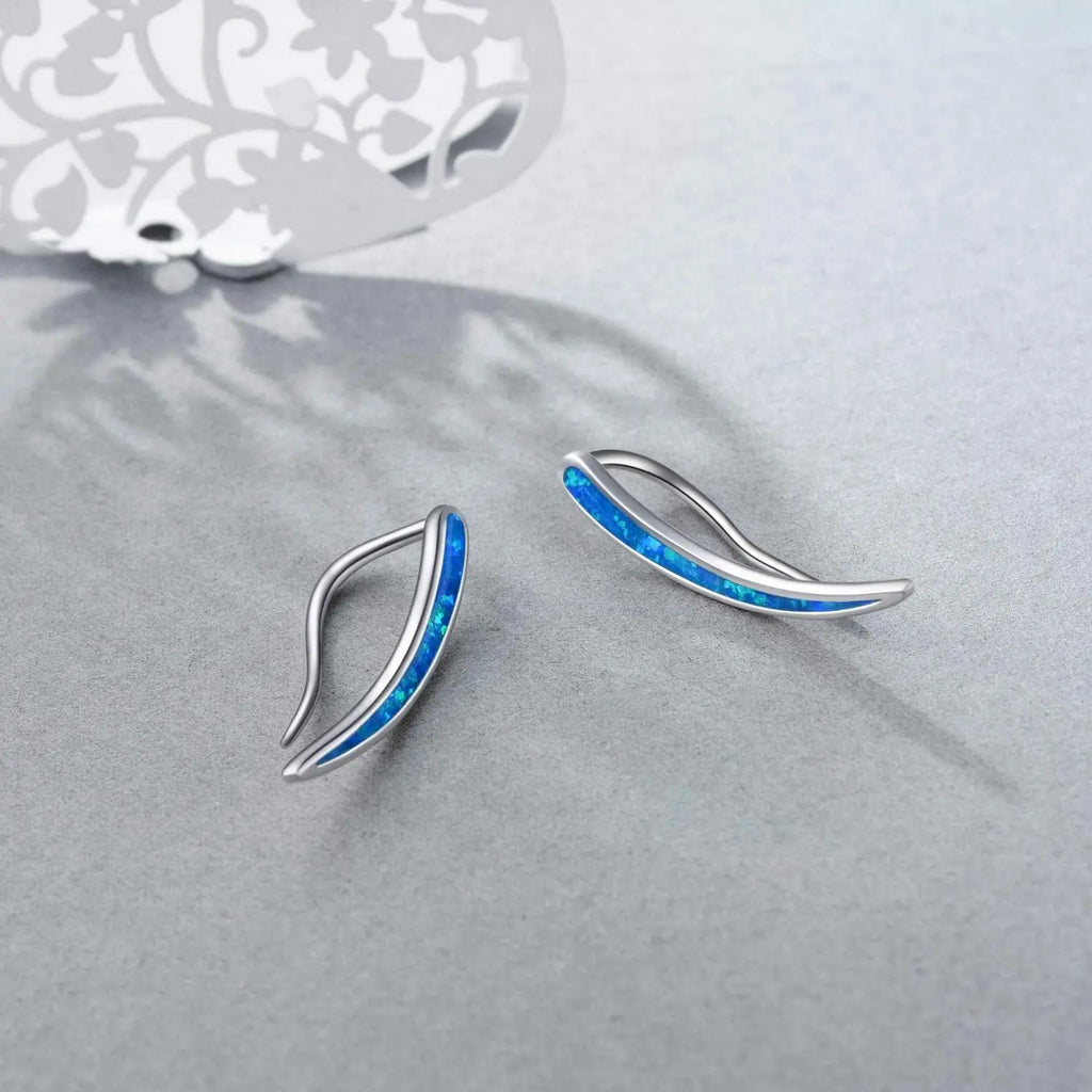 925 Sterling Silver Ear Climbers Earrings for Women Created Opal Earrings for Women Crawler Earrings Jewelry Birthday Valentines Day Gifts for Mom Wife Her