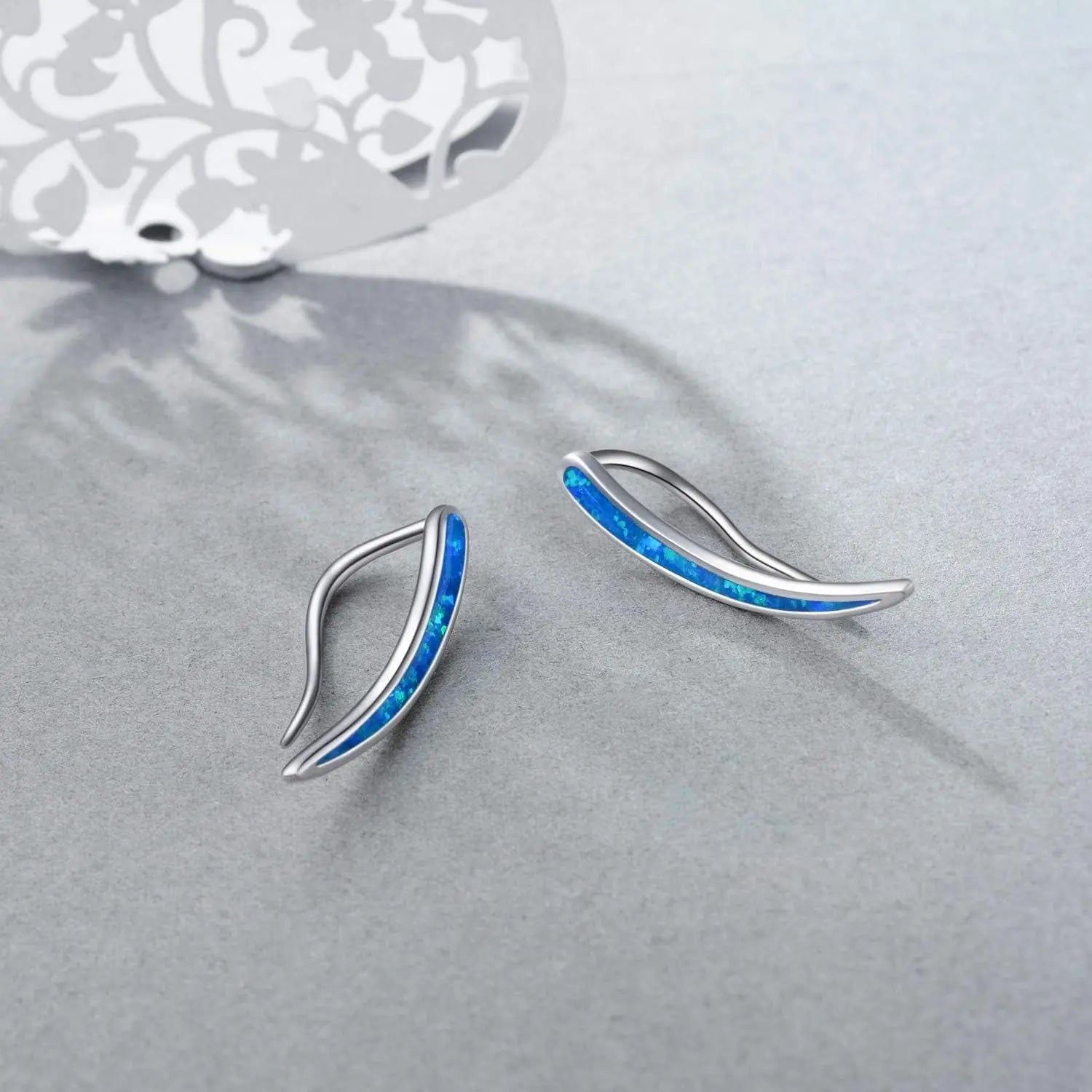 925 Sterling Silver Ear Climbers Earrings for Women Created Opal Earrings for Women Crawler Earrings Jewelry Birthday Valentines Day Gifts for Mom Wife Her