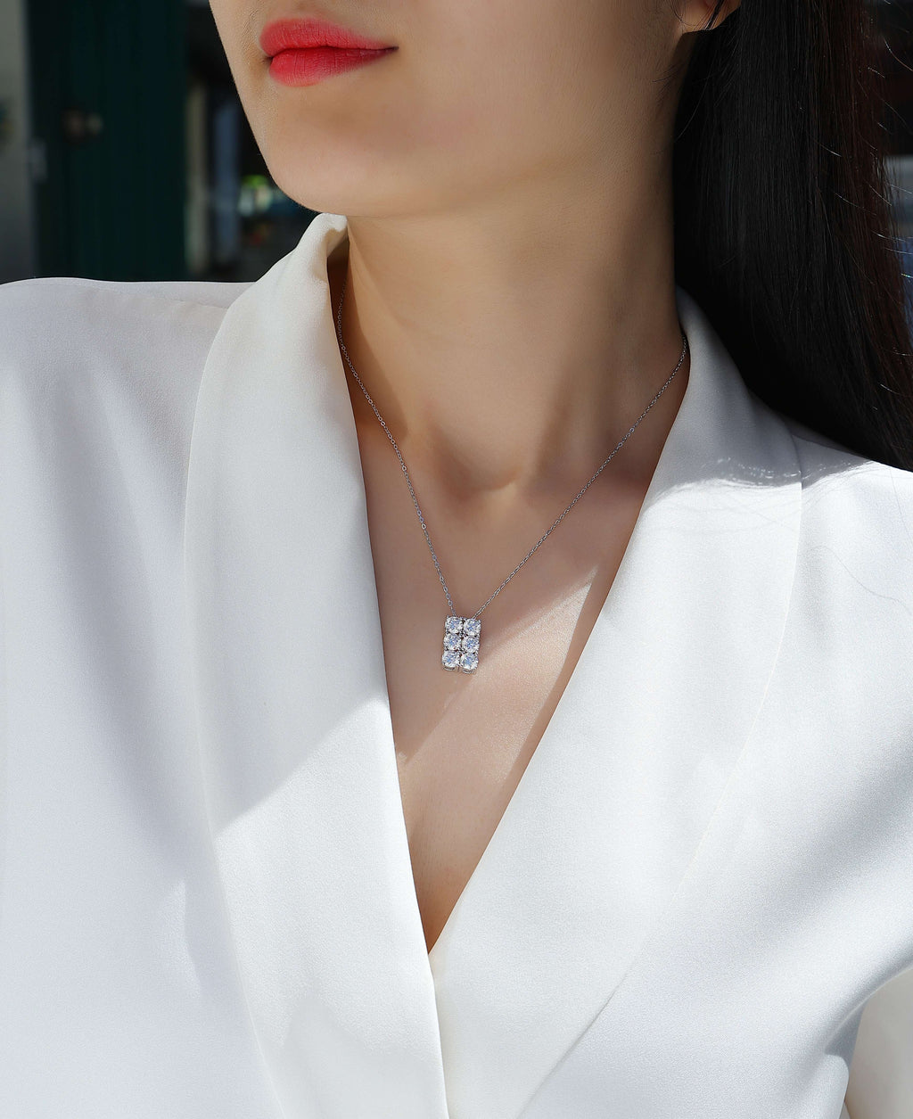 Grand Round - 0.5-carat And 0.3-carat Moissan Diamonds, S925 Sterling Silver And Platinum-plated Pendant
