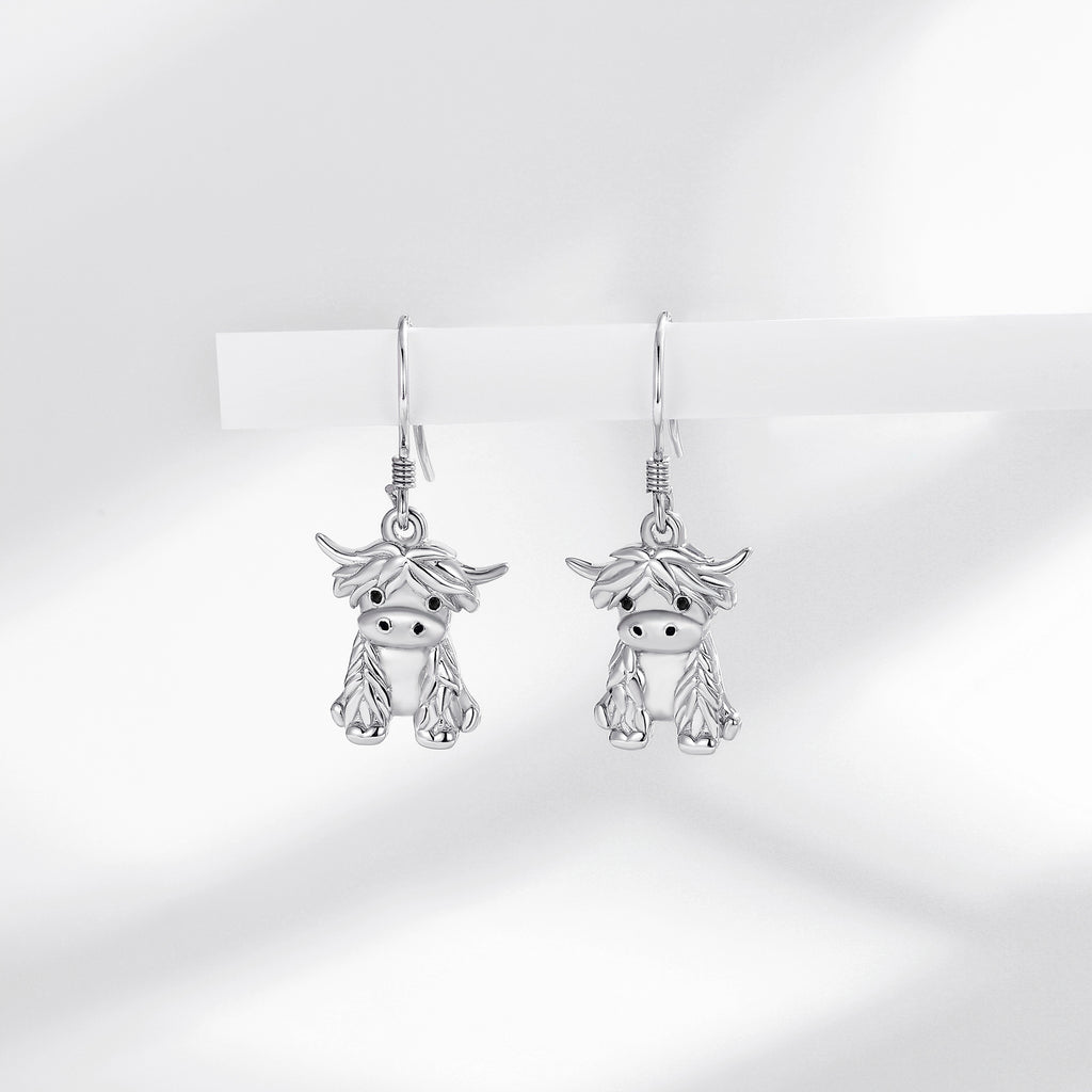 925 Sterling Silver Highland Cow Earrings