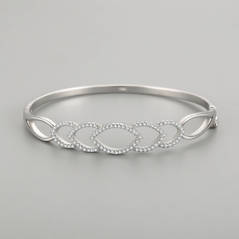 S925 Sterling Silver Chain Hollow Jeweled Bracelet