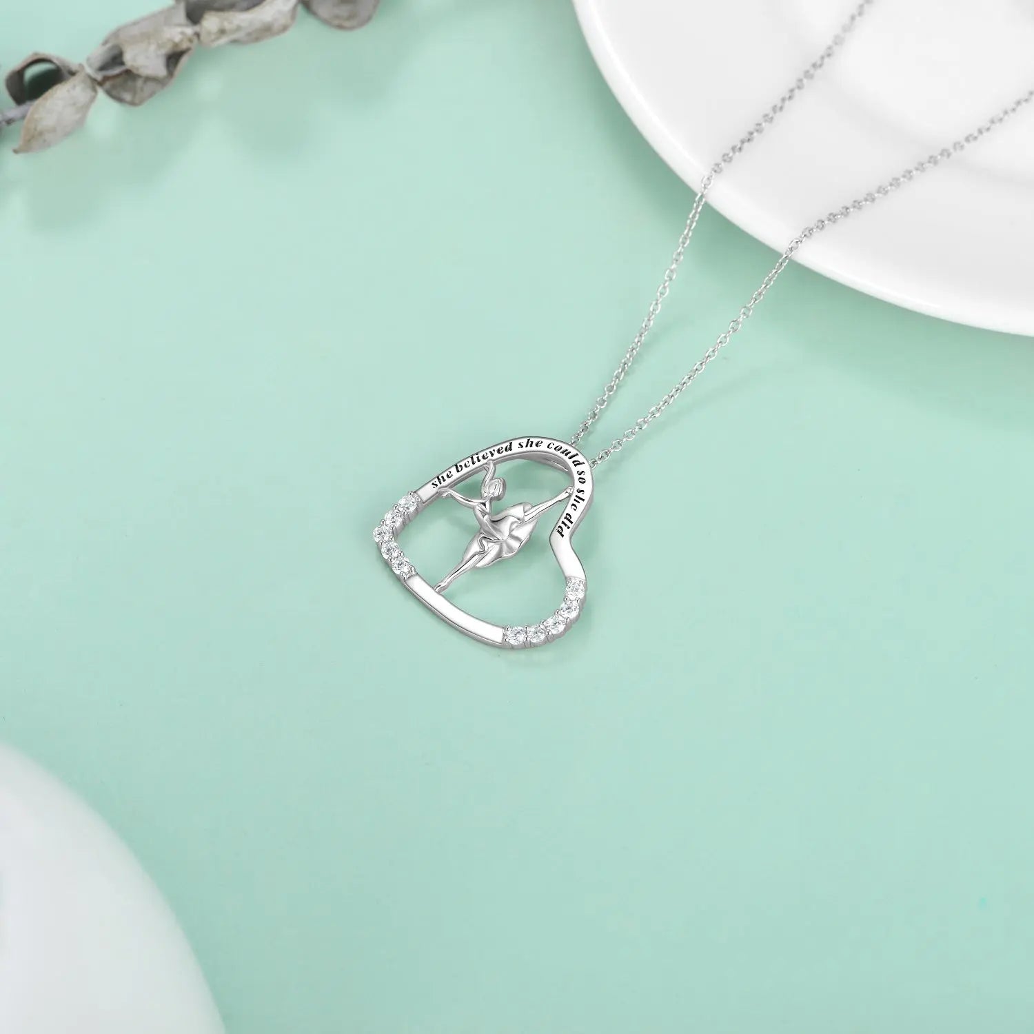 925 Sterling Silver Heart Ballerina Dancer Pendant Necklace – Ballet Dance Jewelry - N&P Colletion