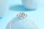 1Elegant Radiance - Ring with 5-Carat Moissanite S925 Sterling Silver and Platinum-Plated Diamond 