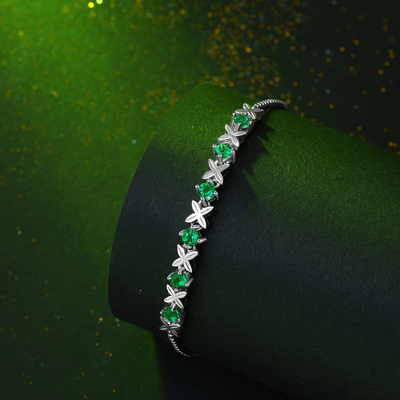 925 Silver Bracelet With Emerald