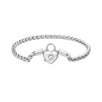 Simple Heart-shaped S925 Silver Heart Lock Bracelet