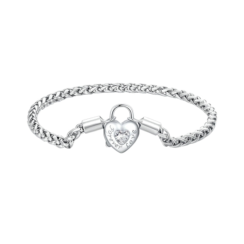 Simple Heart-shaped S925 Silver Heart Lock Bracelet