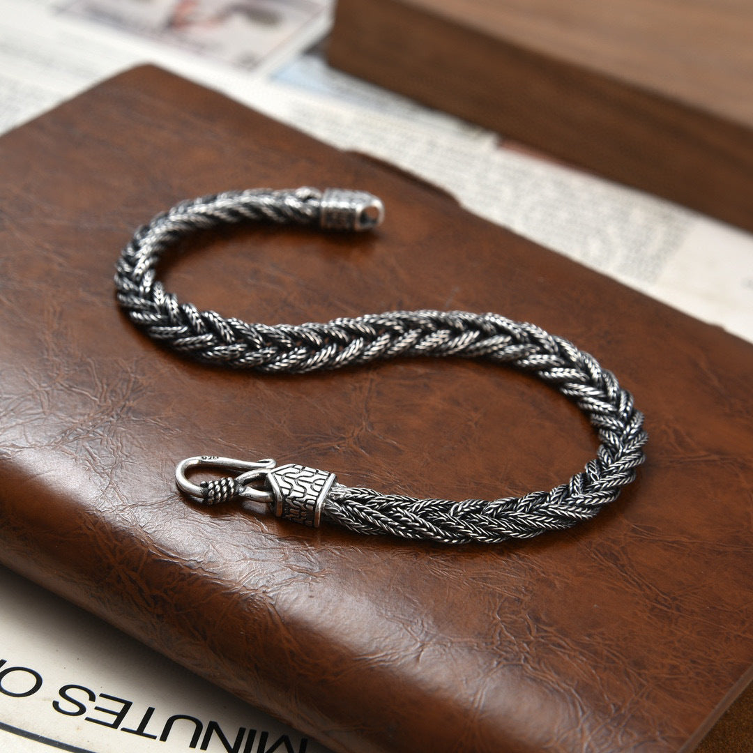 Handmade Sterling Silver Fox Tail Woven Bracelet