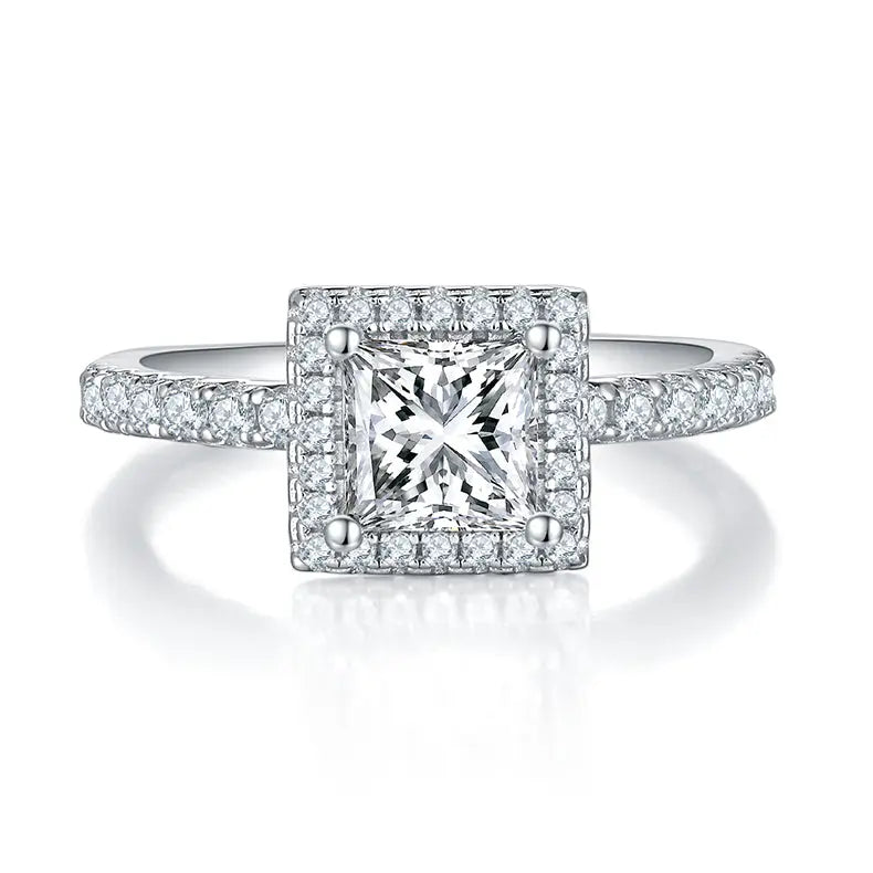 Square Moissanite S925 Platinum-Plated Silver Ring – Luxurious Light Luxury Jewelry NP Collection