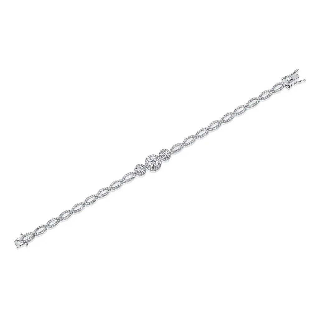 1-carat Luxury And Fashionable Light Luxury Trend Jewelry Silver Bracelet Set With Top-quality Moissanite, S925 Silver Electroplated Platinum NP Collection