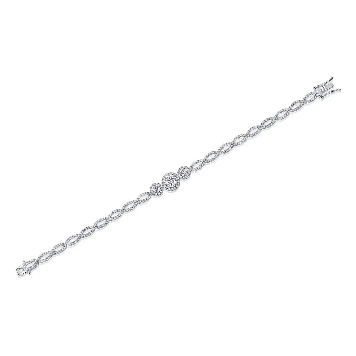 1-carat Luxury And Fashionable Light Luxury Trend Jewelry Silver Bracelet Set With Top-quality Moissanite, S925 Silver Electroplated Platinum NP Collection