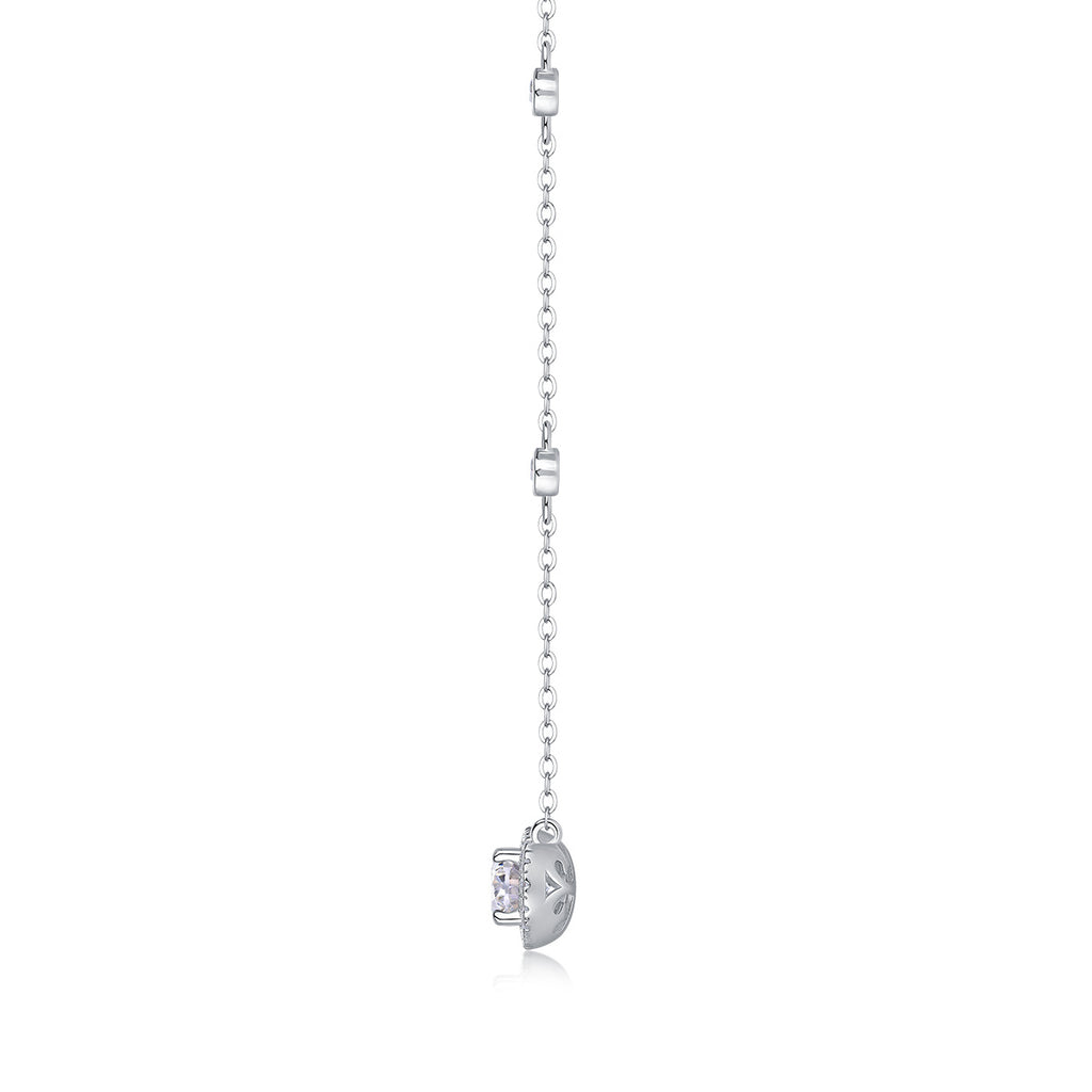 White Summer Night - Egg-shaped Moissanite S925 Sterling Silver And Platinum Plating Pendant