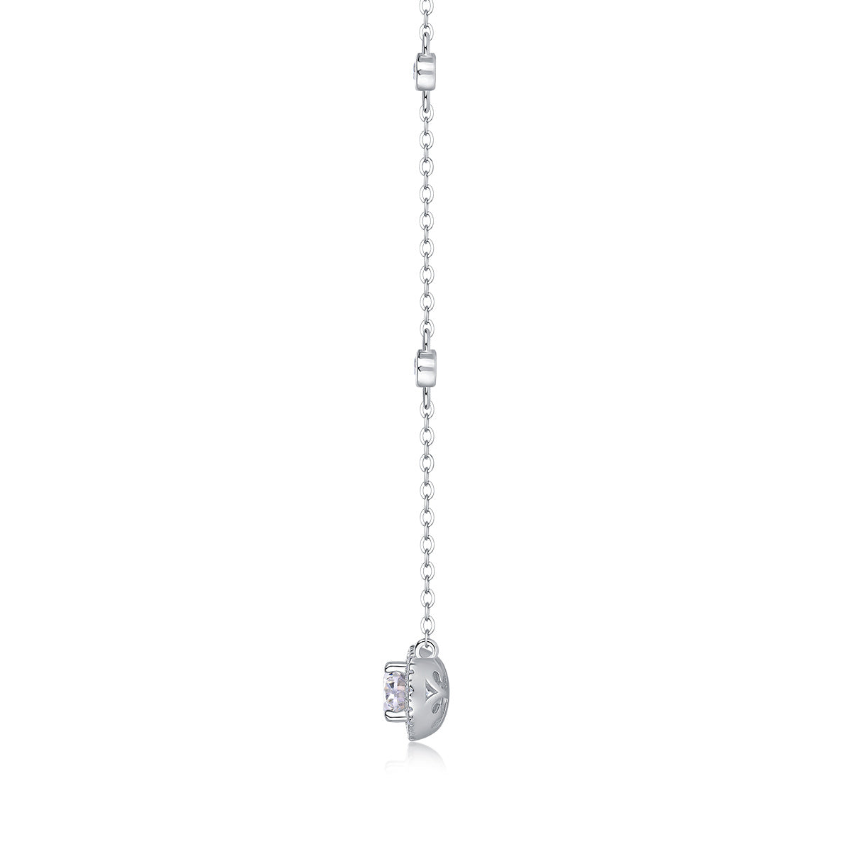 White Summer Night - Egg-shaped Moissanite S925 Sterling Silver And Platinum Plating Pendant