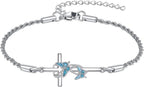 Cross Bracelet 925 Sterling Silver Turquoise 