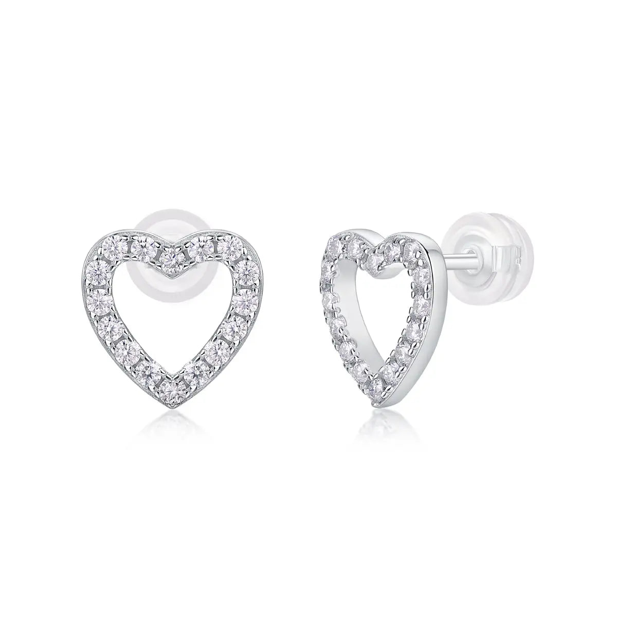 From the Heart - Moissanite S925 Sterling Silver and Platinum-Plated Stud Earrings 