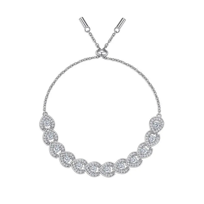 A Luxurious And Fashionable Minimalist Jewelry Bracelet Featuring Top-quality Moissanite, Made Of S925 Silver Electroplated With Platinum. - N&P Colletion
