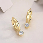 Round Shadow - Luxurious And Fashionable Light Luxury Jewelry Stud Earrings Set With Top-quality Moissanite, S925 Silver Plated With Gold NP Collection