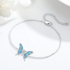 925 Sterling Silver Bracelets Adjustable Opal Butterfly