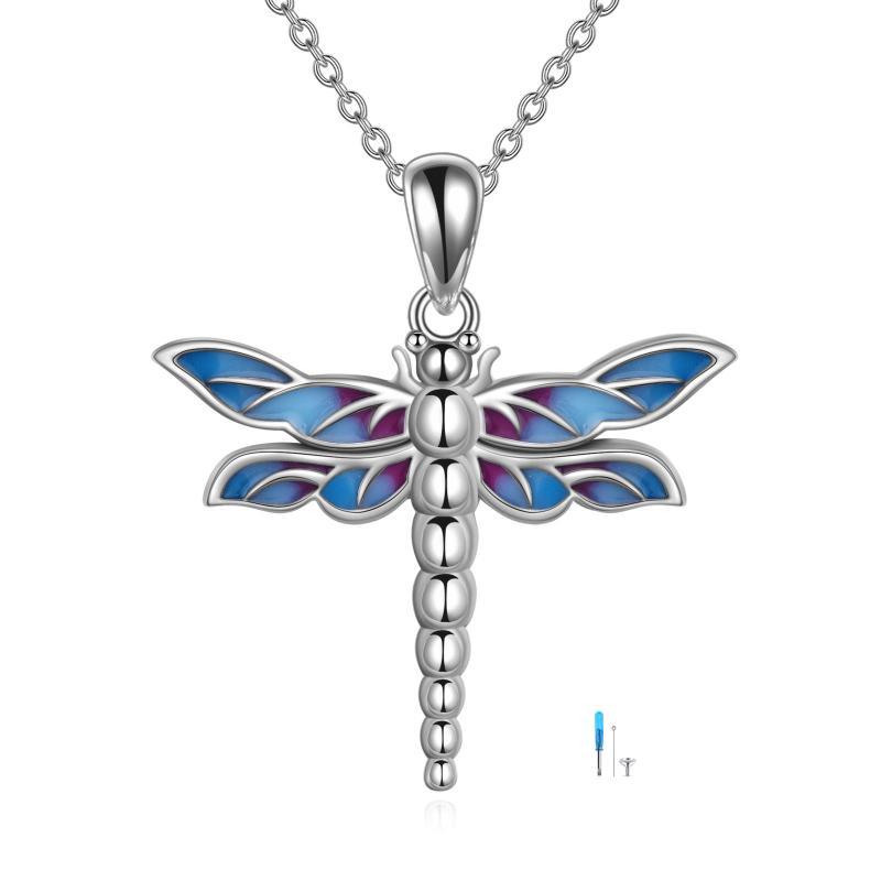 Sterling Silver Dragonfly Urn for Ashes Opal Dragonfly Cremation Necklace