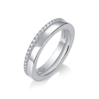 1Double Ring Shadow Ring with Moissanite S925 Sterling Silver and Platinum-Plated Diamond