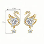 925 Sterling Silver Elegant Sparkling Heart-Shaped Crystal Swan Drop Earrings with Radiant Accents