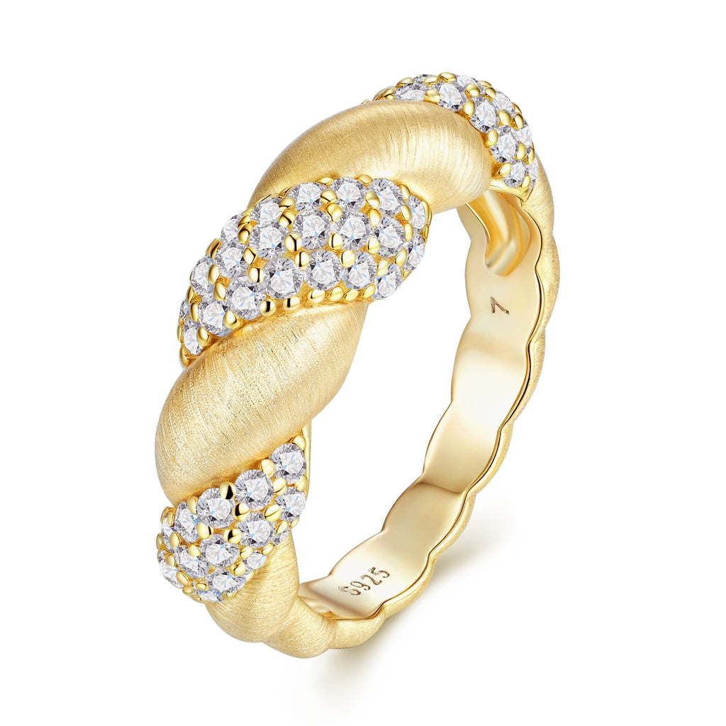 Moissanite S925 Sterling Silver And Gold-plated Diamond Ring
