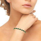 Sterling Silver Genuine, Created or Simulated Gemstone 6X4Mm Oval Link Tennis Bracelet for Women