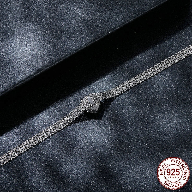 S925 Sterling Silver 1 Karat Moissanite Love Woven Bracelet