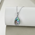 925 Silver Teardrop Urn Necklace for Ashes Retro Silver