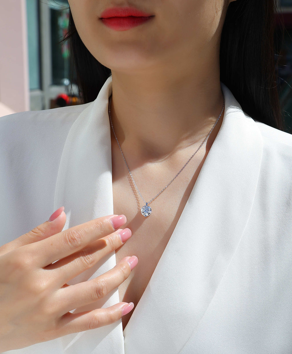 1Time Lasts Diamond Jewelry Pendant Set with 2-Carat, 3-Carat and 5-Carat Moissan Diamonds, S925 Sterling Silver and Platinum Plating 